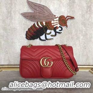 Hot Style Gucci GG Marmont Velvet Shoulder Bag 443497A Red