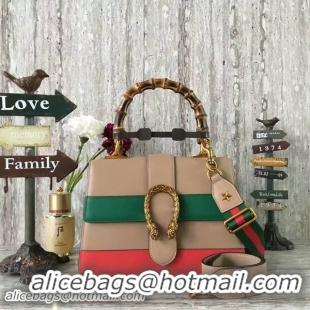 Classic Gucci Now Bamboo Smooth Leather Top Handle Bag 448075 Camel&Green&Red