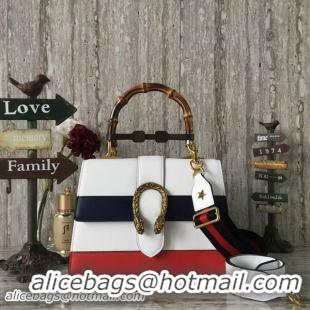 Shop Cheap Gucci Now Bamboo Smooth Leather Top Handle Bag 448075 White&Black&Red