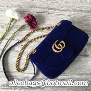 Shop Cheap Gucci GG Marmont Suede Leather Medium Shoulder Bag 443497 Dark Blue