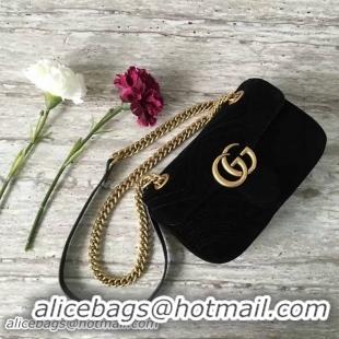 Buy Luxury Gucci GG Marmont Suede Leather Mini Shoulder Bag 446744 Black