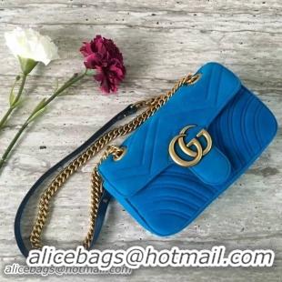 Sophisticated Gucci GG Marmont Suede Leather Mini Shoulder Bag 446744 Blue