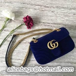 Crafted Gucci GG Marmont Suede Leather Mini Shoulder Bag 446744 Dark Blue