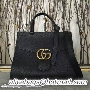 Crafted Gucci GG Marmont Leather Top Handle Bag 421890A Black