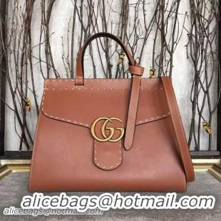 Grade Quality Gucci GG Marmont Leather Top Handle Bag 421890A Brown