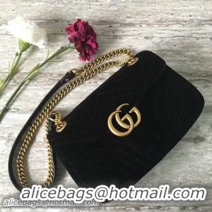 Fashion Durable Gucci GG Marmont Suede Leather Medium Shoulder Bag 443497 Black