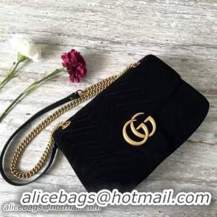 Cheap Gucci GG Suede Leather Shoulder Bag 443496 Black