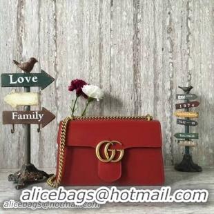 Shop Duplicate Gucci GG Marmont Original Leather Shoulder Bag 431777 Red