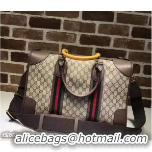 Generous Gucci Soft GG Supreme Canvas duffle bag with Web 459311 Coffee