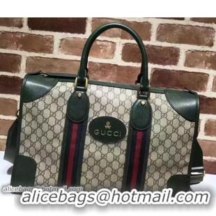 Pretty Style Gucci Soft GG Supreme Canvas duffle bag with Web 459311 Dark Green