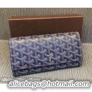 Original Cheap Goyard Long Purse 020112 Navy Blue