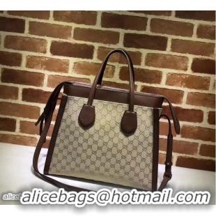 Grade Gucci GG Supreme Tote With Top Handle 370822 Dark Coffee 2017