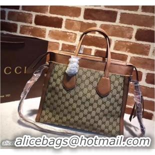 Stylish Gucci GG Supreme Tote With Top Handle 370822 Brown