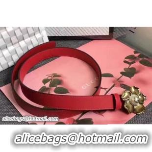 Shop Cheap Gucci Width 2cm Leather Belt With Metal Flower 431438 Red