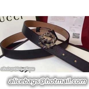 Best Price Gucci Width 38mm Crystal Double G Buckle Leather Belt G50609 Black