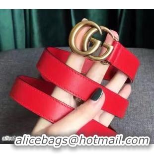 Expensive Gucci Width 20mm Golden Double G Buckle Leather Belt 409417 Red