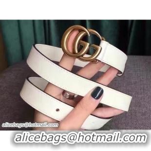 Sumptuous Gucci Width 20mm Golden Double G Buckle Leather Belt 409417 White