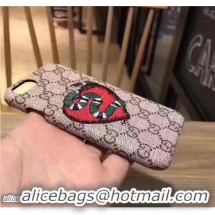 Top Grade Gucci GG Canvas Embroidered Heart And Snake Iphone Cover Case G060102