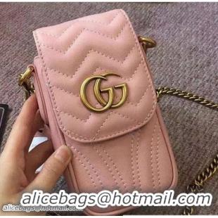 Cheap Price Gucci GG Wave Quilted Phone Case Mini Chain Bag 462002 Pink