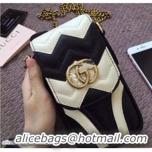 Classic Gucci GG Wave Quilted Phone Case Mini Chain Bag 462002 Black/White