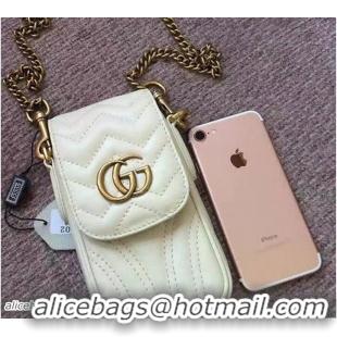 Popular Style Gucci GG Wave Quilted Phone Case Mini Chain Bag 462002 White