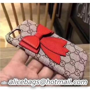 Best Gucci GG Canvas Red Bow Embroidered Iphone Cover Case G0601