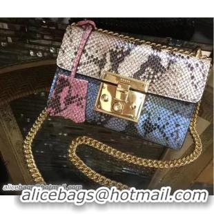 Feminine Gucci Padlock Python Pattern Leather Shoulder Small Shoulder Bag Gary/Blue 2017