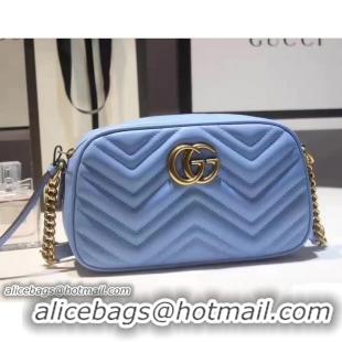 Top Design Gucci GG Marmont Matelassé Chevron Shoulder Small Bag 447632 Blue