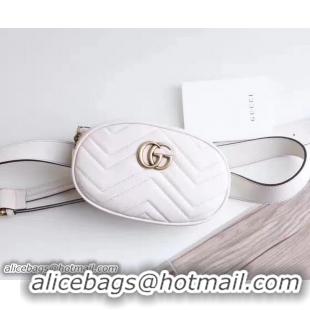 Famous Guuci GG Marmont Matelasse Leather Belt Bag 476437 White 2017