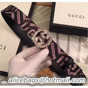 Good Gucci Width 3.5CM Crystal Double G Buckle Caleido Print G7202 2017