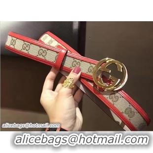 Fashion Gucci Supreme Canvas And Leather Reversible GG Belt Red G7218