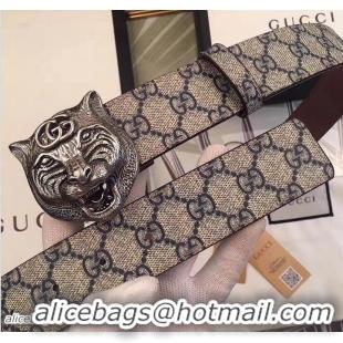 Sophisticated  Gucci Width 3.8CM Feline Buckle Canvas Belt G7211 2017