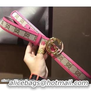 Cheap Price Gucci Supreme Canvas And Leather Reversible GG Belt Hot Pink G7218