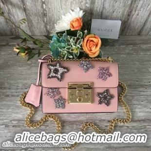 Crafted Gucci Padlock Studded Leather Shoulder Bag 432182p Pink