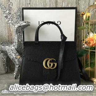 Unique Gucci GG Marmont Leather Top Handle Bag 442622 Black