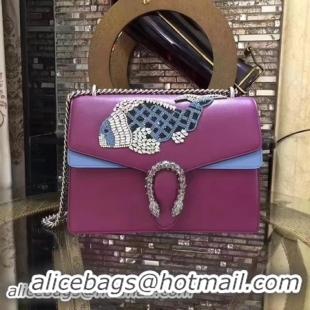 Durable Gucci Dionysus Embroidered Leather Shoulder Bag 400348 Fish