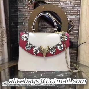 Unique Style Gucci Sylvie Leather Top Handle Bag 431665 White