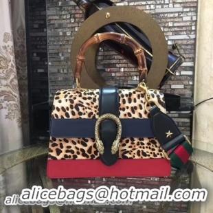 Luxury Gucci Now Bamboo Smooth Leather Top Handle Bag 448075 Leopard