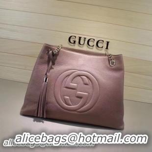 Top Design Gucci Soho Medium Tote Bag Calfskin Leather 308982 Pink