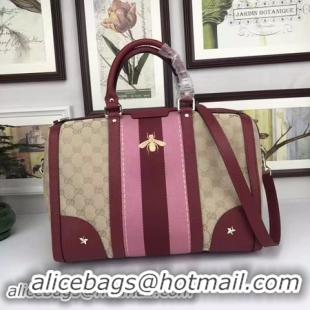 Good Product Gucci Vintage Web Multicolour Canvas Boston Bag 406868 Wine