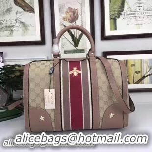 Grade Quality Gucci Vintage Web Multicolour Canvas Boston Bag 406868 Pink