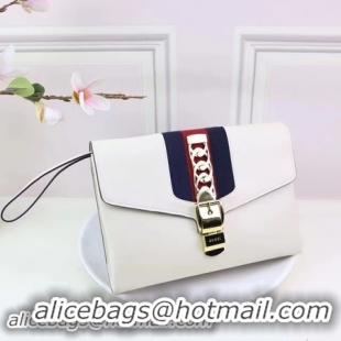 Fashion Gucci Calfskin Leather Clutch 477627 White