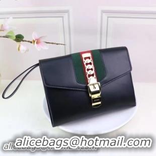 Pretty Style Gucci Calfskin Leather Clutch 477627 Black