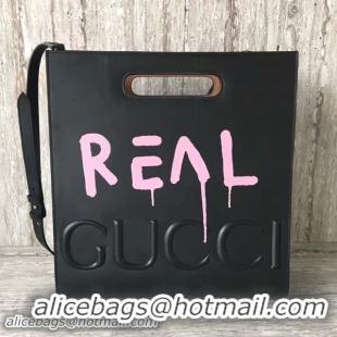 Good Looking Gucci Ghost Calfskin Leather Shopper Bag 414476 Pink&Black