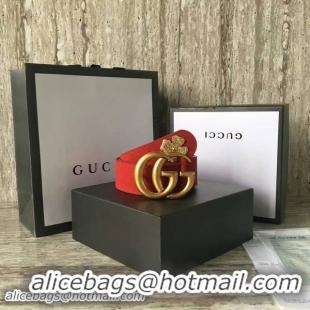 Shop Duplicate Gucci Suede Leather Belt 68848 Red