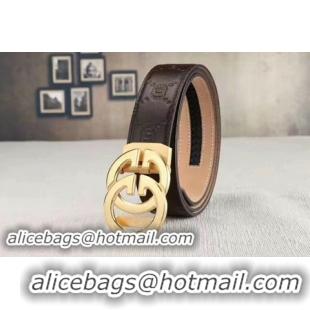 Sumptuous Gucci 34mm Leather Belt GG0801 Brown