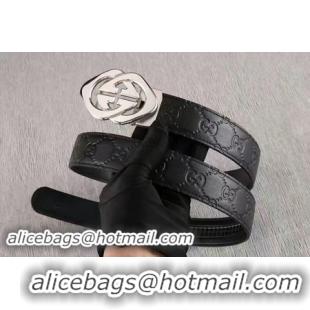 Grade Gucci 34mm Leather Belt GG0803 Black