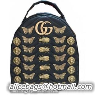 New Fashion Gucci GG Marmont Animal Studs Leather Backpack 476671 Black