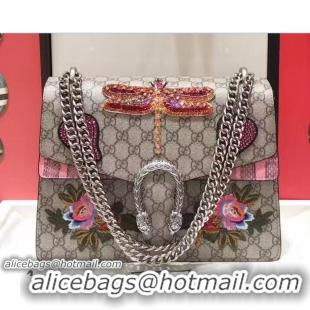 Discount Gucci Sequins Dragonfly and Heart Embroidered Dionysus Leather Shoulder Medium Bag 403348/400235 2017