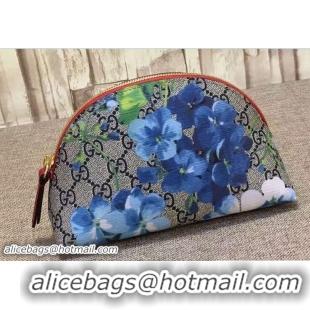 Classic Hot Gucci GG Blooms Cosmetic Case Small Bag 431380 Blue 2017